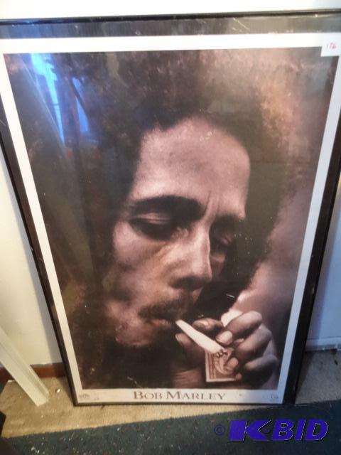 lot 176 image: Framed Bob Marley poster 36 high x 24 wide...
