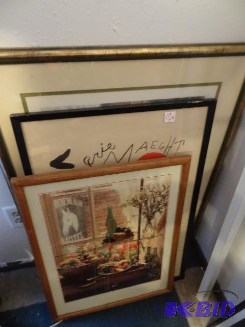 lot 177 image: Lot of 4 framed pictures, largest is 36 x 28...