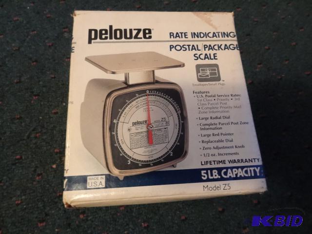 lot 187 image: Pelouze postal scale, 5 lbs capacity, damaged...