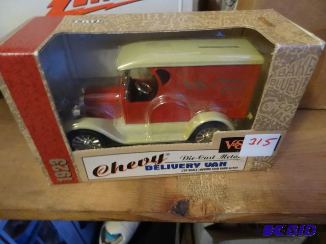 lot 215 image: Ertl die cast Chevy delivery van bank with lo...