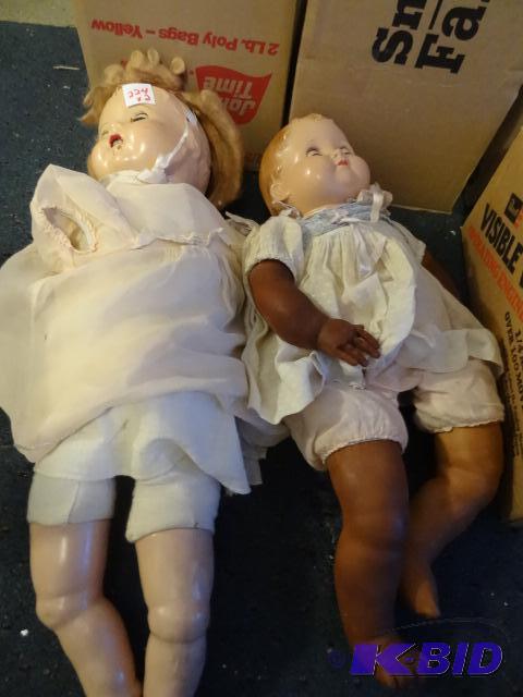 lot 224 image: 2 porcelain head dolls, vintage, eyes open an...