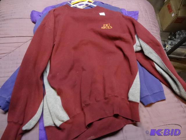 lot 236 image: 3 shirts. 2 sweatshirts, 1 L Gophers and 1 L ...
