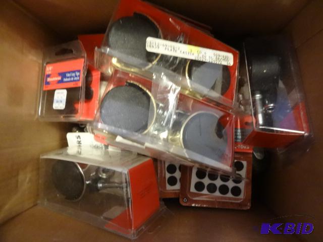 lot 254 image: Box of misc casters and other furniture parts...