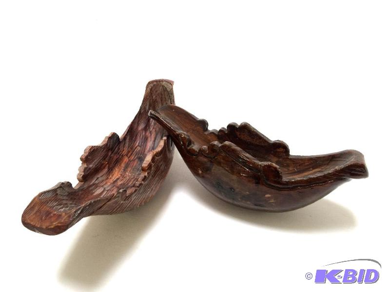 lot 13 image: Set of 2 Carved Wooden Sacramental Wine Holders.