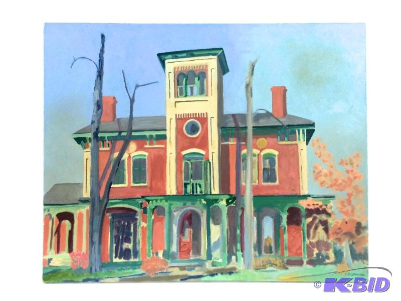 lot 12 image: Vintage Original Oil Painting -Diller Home by Frank B. Simmons