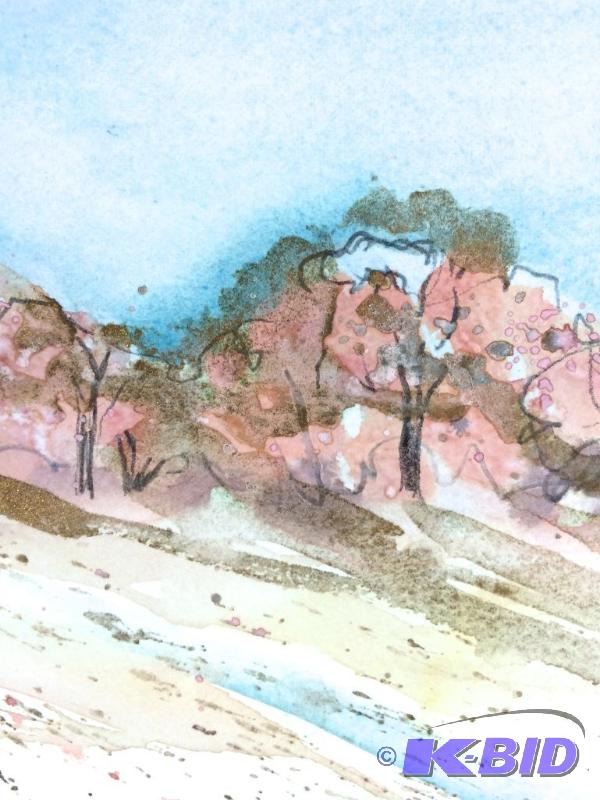 lot 3 image: Listed Artist  Original Watercolor of Blossoming Trees Signed A. Hartman