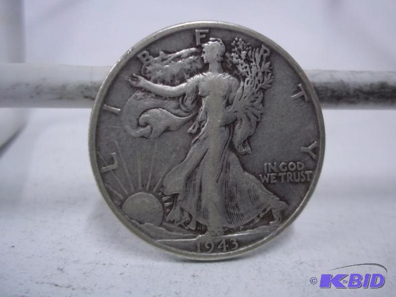 lot 100 image: 1943 Walking Liberty Half Dollar...