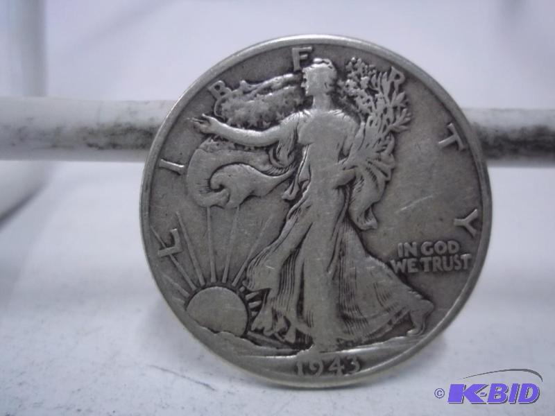 lot 102 image: 1943 Walking Liberty Half Dollar...