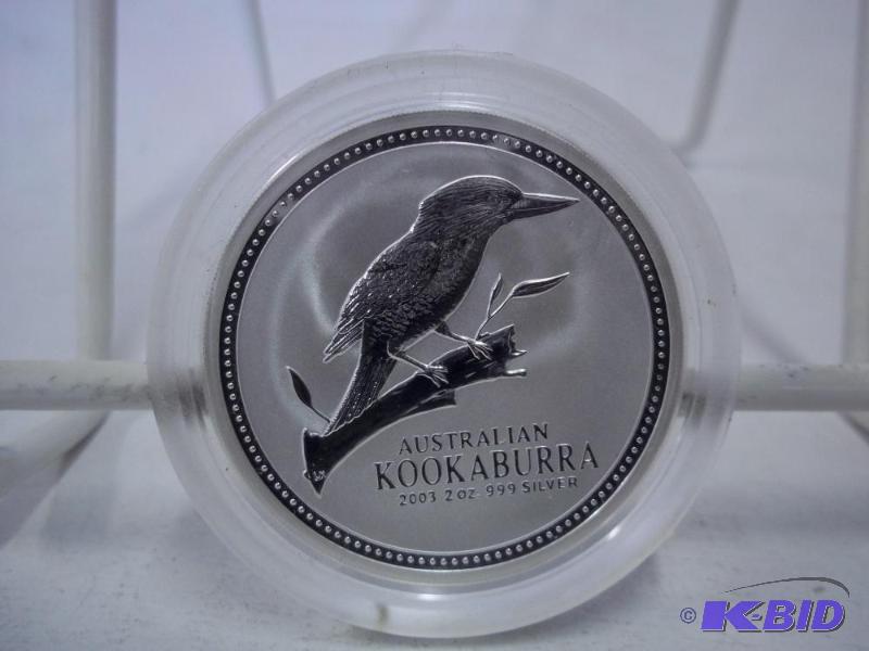 lot 11 image: Australian Kookaburra 2003 2 oz. 999 Silver C...