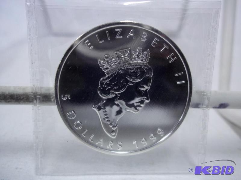 lot 53 image: 1999 $5 Canadian Silver Maple Leaf, Choice Un...