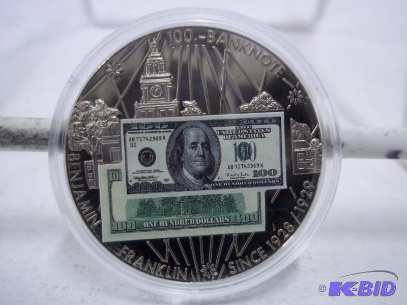 lot 54 image: Banknotes of the USA Benjamin Franklin Coin w...