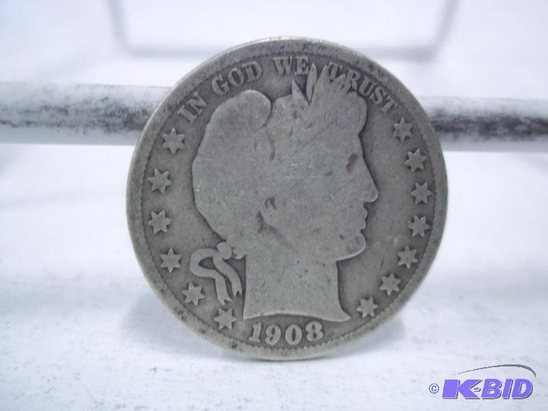 lot 58 image: 1908 Barber Half Dollar...