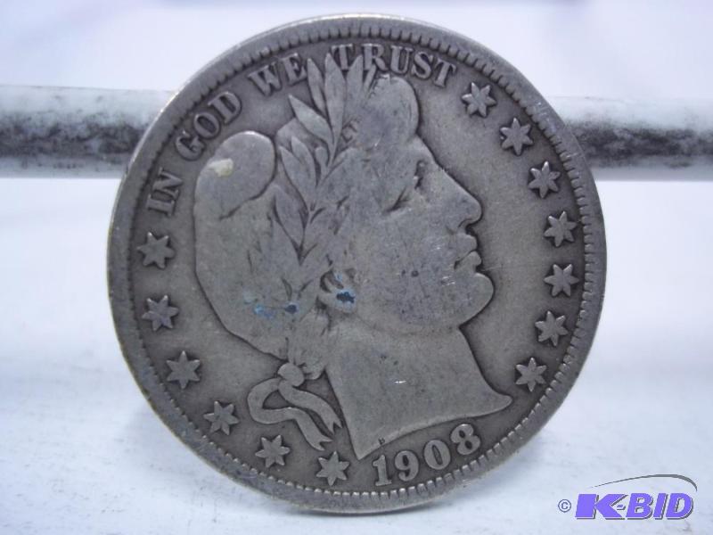 lot 60 image: 1908 Barber Half Dollar...
