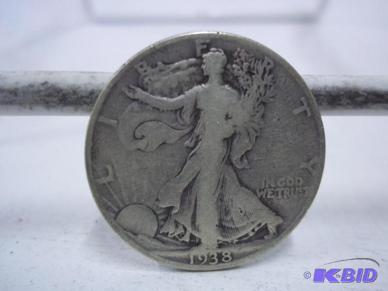 lot 74 image: 1938 Walking Liberty Half Dollar...