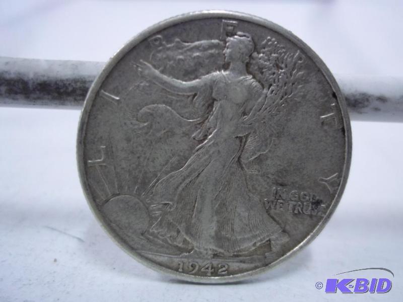 lot 86 image: 1942 Walking Liberty Half Dollar...