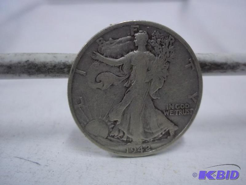 lot 93 image: 1942 Walking Liberty Half Dollar...