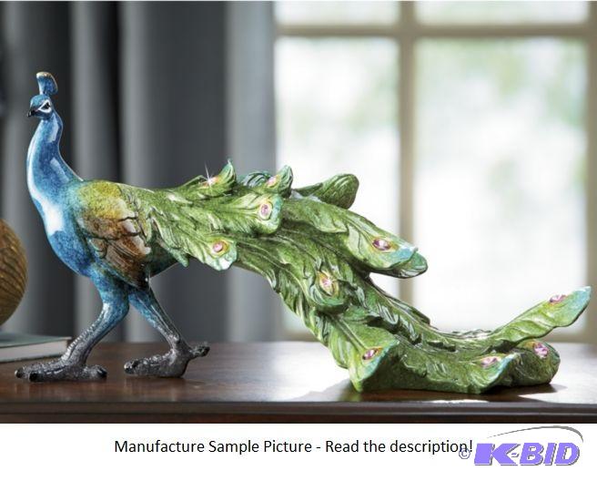 lot 11 image: Jeweled Peacock Figurine - Has gem-studded ta...