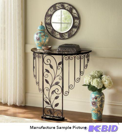 lot 118 image: Faux Marble Top Console Table with Mirror -&n...
