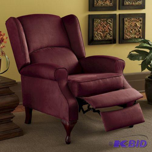lot 120 image: Wingback Recliner - Burgundy - Its easy-care ...