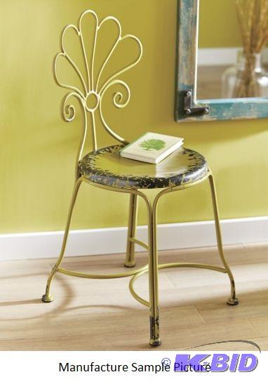 lot 128 image: Vintage Chair -&nbspMetal aged, sage green ...