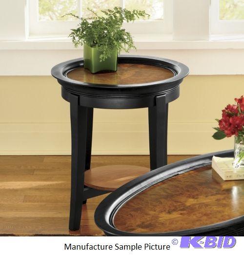 lot 130 image: Two Tone Alston Round End Table -&nbspSolid ...