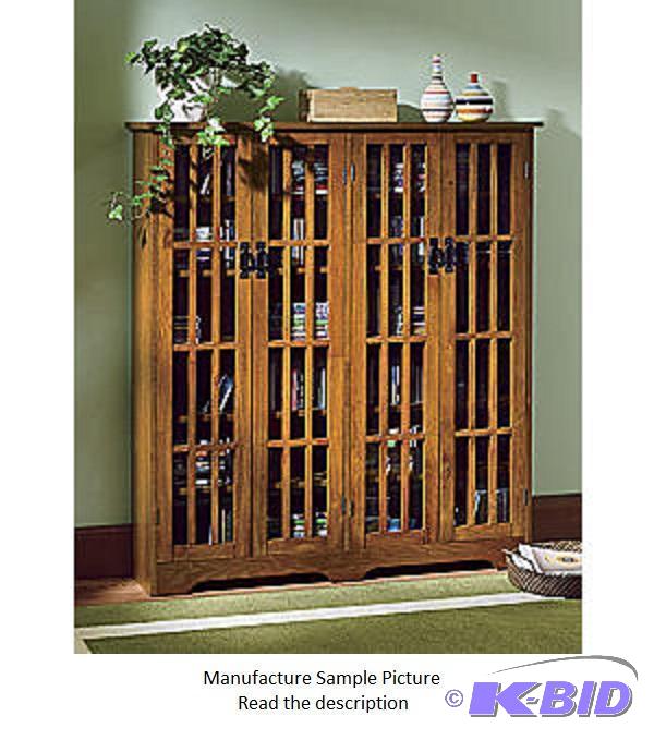 lot 157 image: Double Door Mission Media Cabinet - Oak Finis...