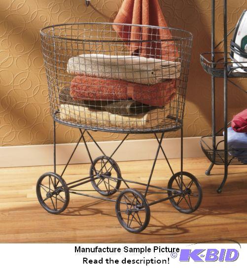 lot 158 image: Vintage Rolling Laundry Cart - Black - Heres...