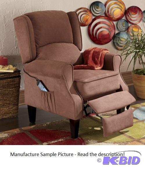 lot 16 image: Dark Brown Wingback Recliner Massage Chair - ...