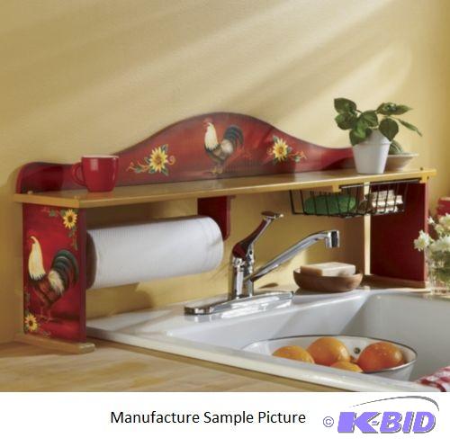 lot 2 image: Red RoosterSunflower Over The Sink Shelf -&n...
