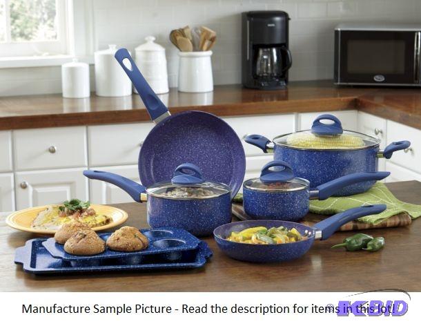 lot 68 image: Ginnys 10 Piece Speckle Cookware Set - Blue -...