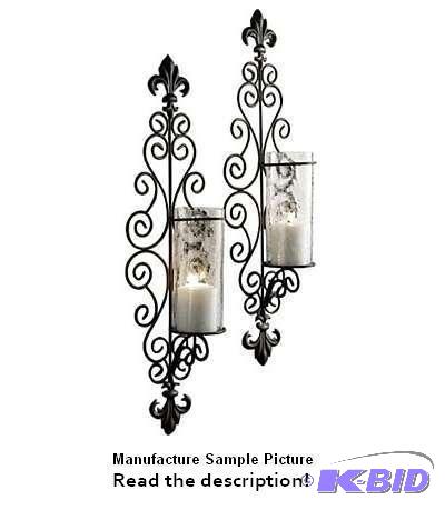 lot 86 image: Two Fleur De Lis Wall Sconces - 8" W x 6...