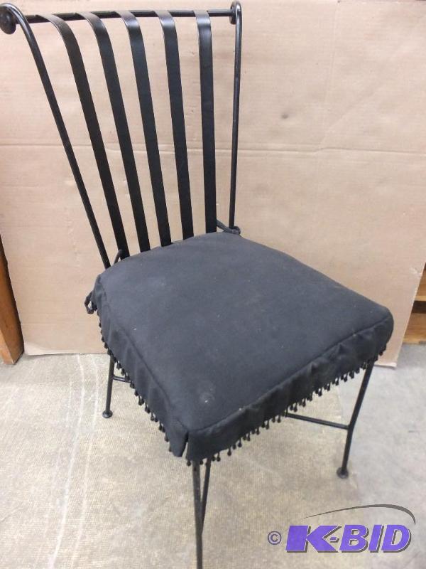 lot 8 image: Metal Chair w Decorative Seat Cushion