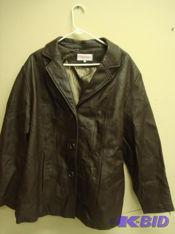 lot 109 image: Calvin Klein Leather Jacket Size 2X Some Wear...