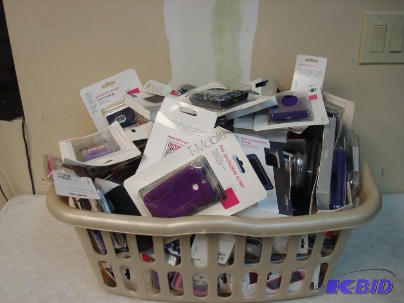 lot 121 image: Basket Full Of New Cell Phone Cases...