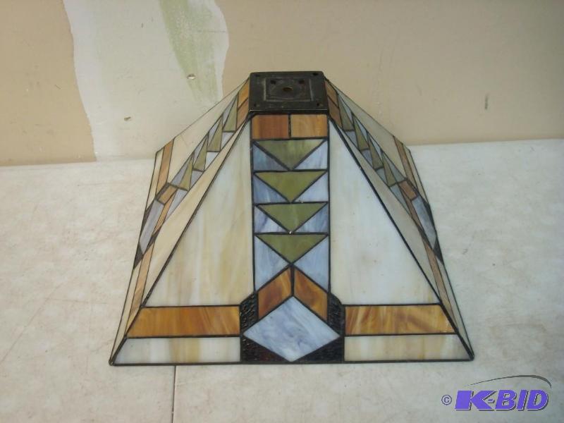 lot 20 image: Stained Glass Shade Has Some Cracks ...