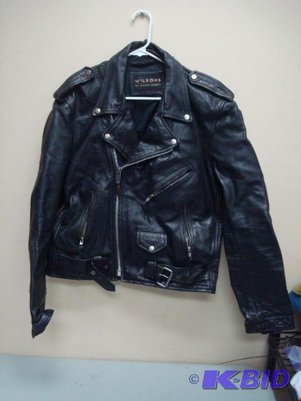 lot 216 image: Leather Biker Jacket Some Wear Unsure Of Size...