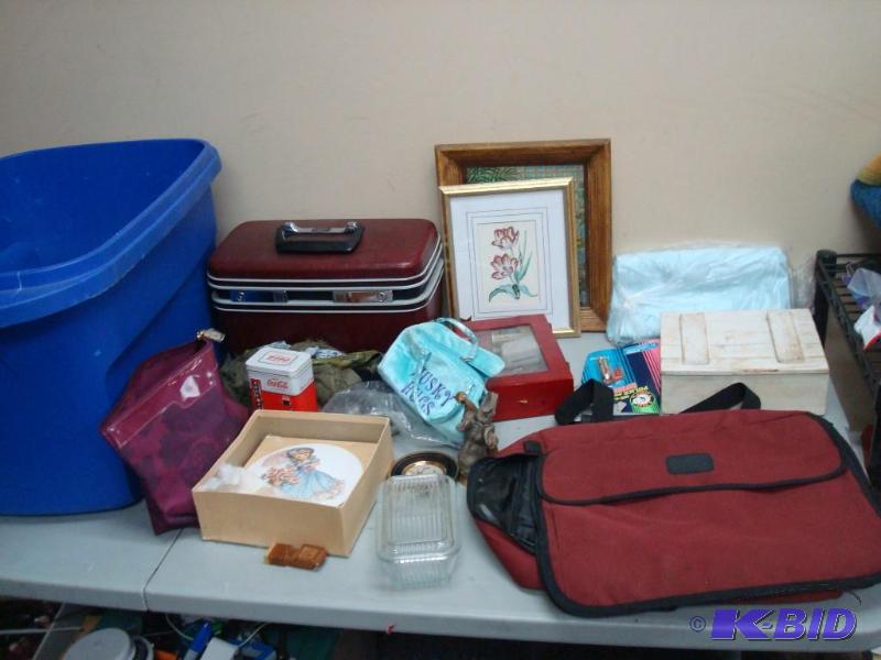 lot 37 image: Bin Of Items Pictured, Train Make Up Case, Py...