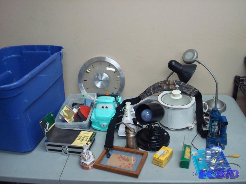 lot 61 image: Lot Of Items Pictured, Flag, Crock,Clock...