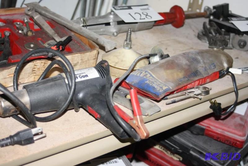 lot 130 image: Tool Lot Including Master Mechanic Hot Melt Glue ACE Brand Dual Temperature Heat Gun, Model 20176