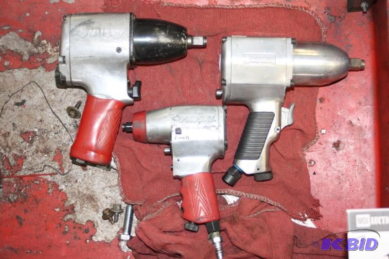 lot 153 image: Lot of (3) Including Husky brand 12 Impact Pneumatic Drill Husky Brand Pneumatic Drill And Power