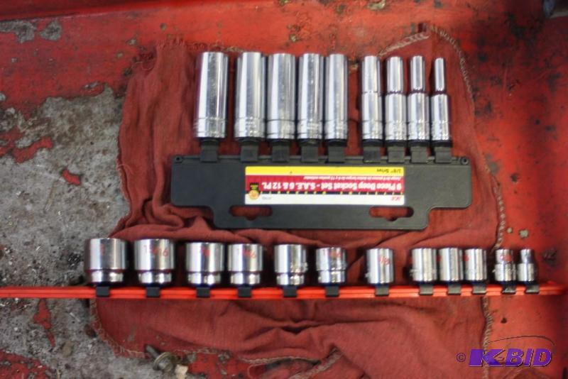 lot 157 image: Lot of (2) Including Ace Brand 9 Piece Deep Socket Set S.A.E. 6 & 12 Pt., 38 Drive And Matco Bran