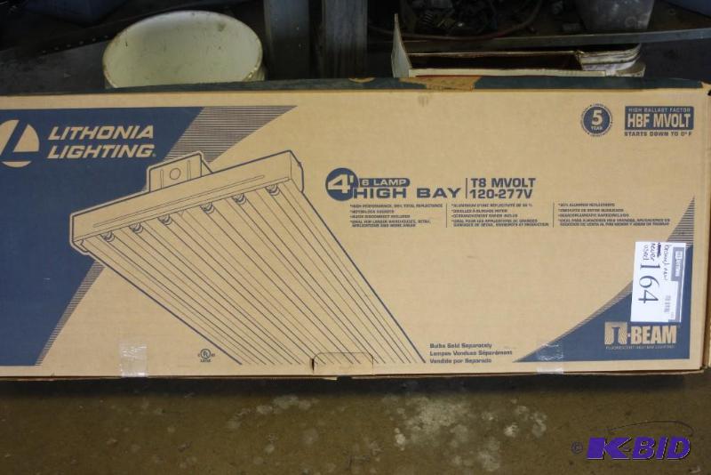lot 164 image: Lithonia Lighting Brand High Bay Lights (6) 4 Lights T8 MVOLT 120-277V New Never Used.