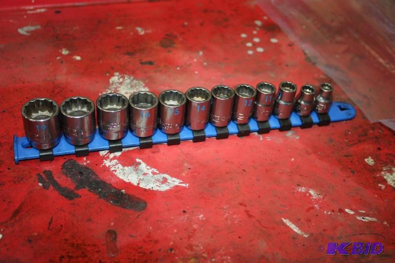 lot 196 image: Matco 38 Drive Socket 12 Point On Clip Rack 8 - 19 Only.