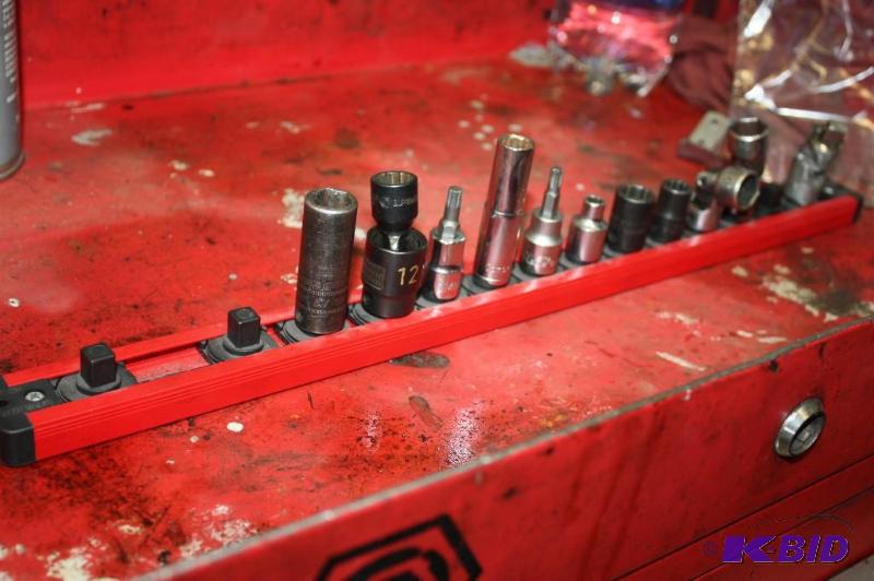 lot 202 image: Miscellaneous 38 Drive Sockets on Clip Rack.