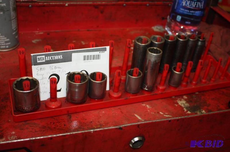 lot 210 image: Socket Set SAE 12 Deep 12 to 1316 Shallow, 1116, 78, And More.