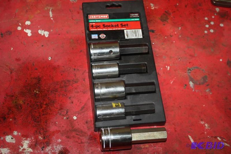 lot 241 image: Craftsman 12 Drive Hex Bit 4-Pc Socket Set 916 58 14mm 17mm Snap-On 19mm VWIncludes Case.
