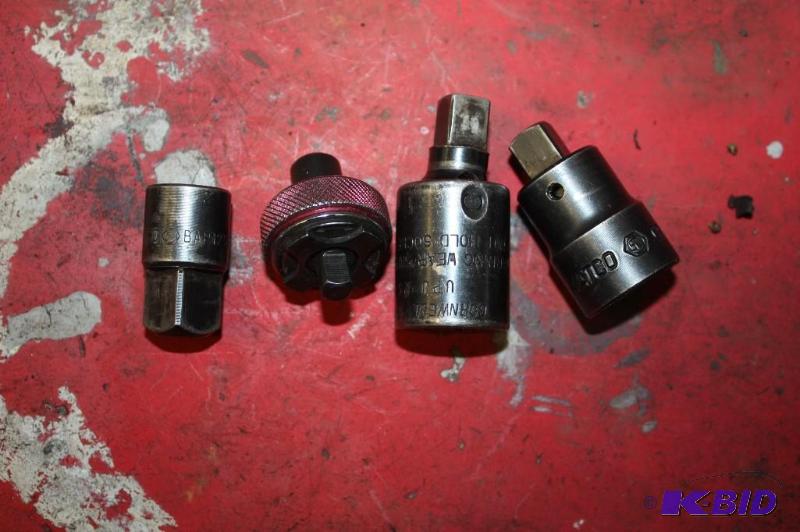 lot 245 image: (4) Sockets Including Cornwell 38 Impact Swivel Matco 12-38 Impact Redwe Matco 38-12