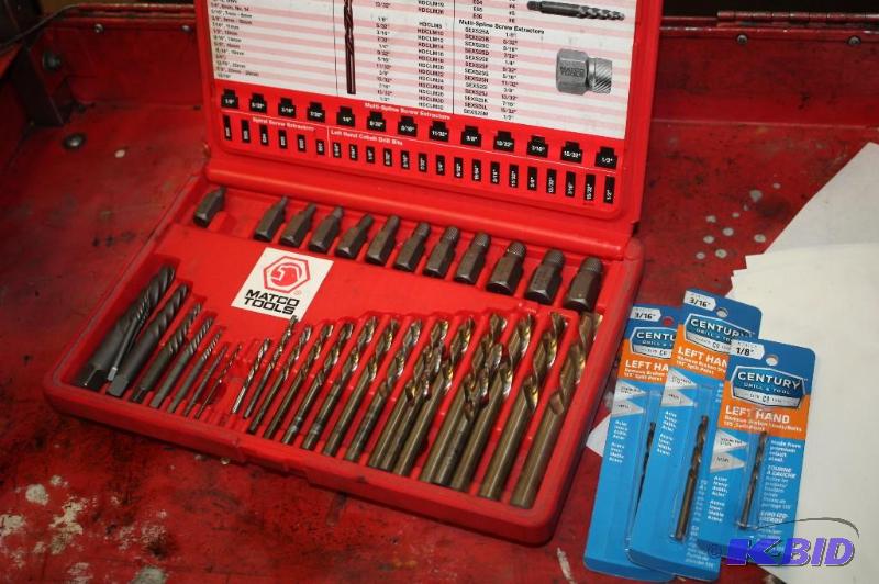 lot 271 image: Matco Master Screw Extractor Set MEX35 35-Piece wRed Case Includes Miscellaneous Bits.