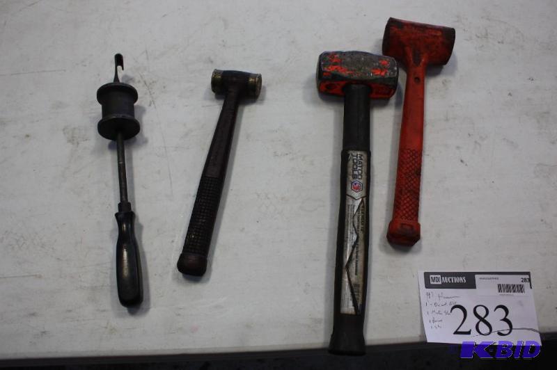 lot 283 image: (4) Miscellaneous Hammers & SAE Pick.