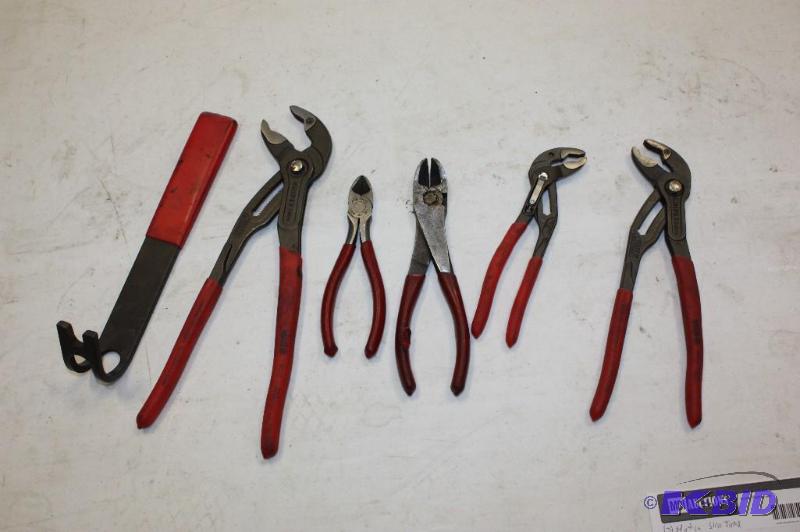 lot 287 image: (6) Including Matco Slip Joint Mac Snap-On S61221 Knipex Cobra And More.